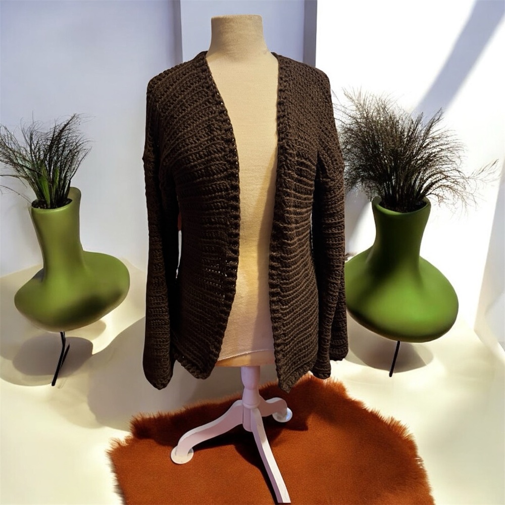 Handmade Crochet Dark Brown Cardigan
